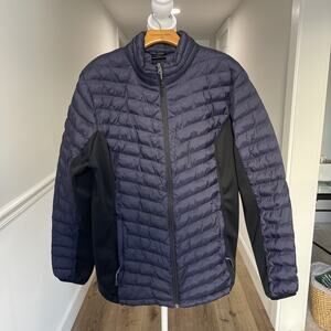32 Degrees Puffer Jacket Womens 2XL Blue Black Down Outdoor Hiking Lightweight